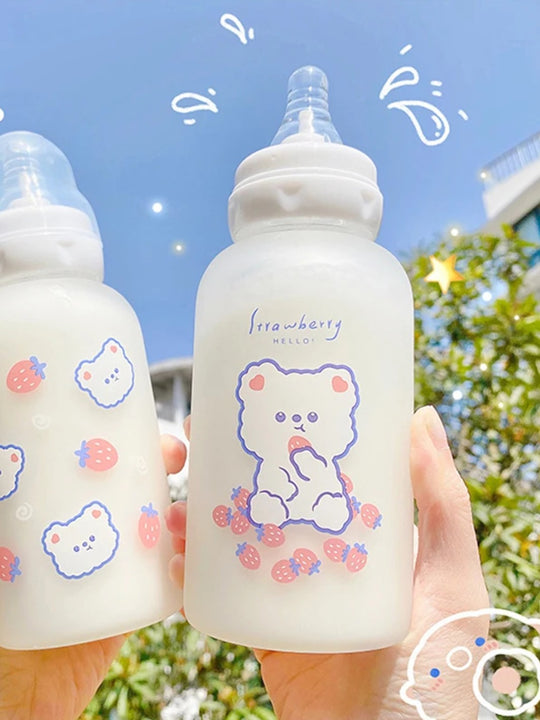 Gourde pour enfant en verre avec paille de 320ml