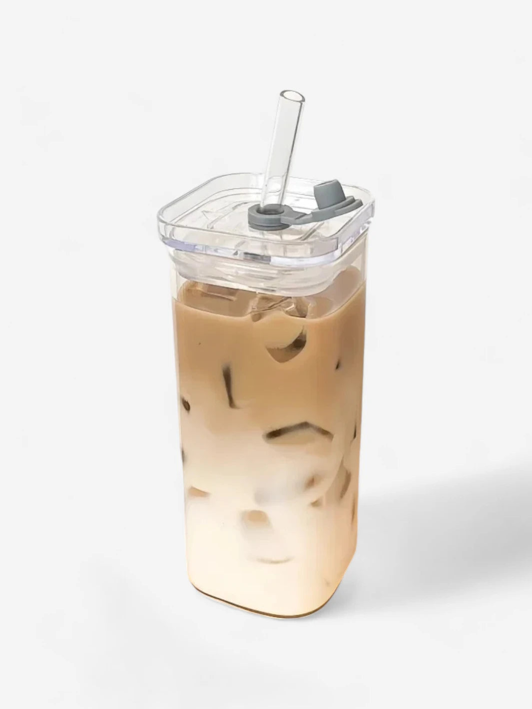 Gourde en verre minimaliste pour café glacé avec paille de 350ml