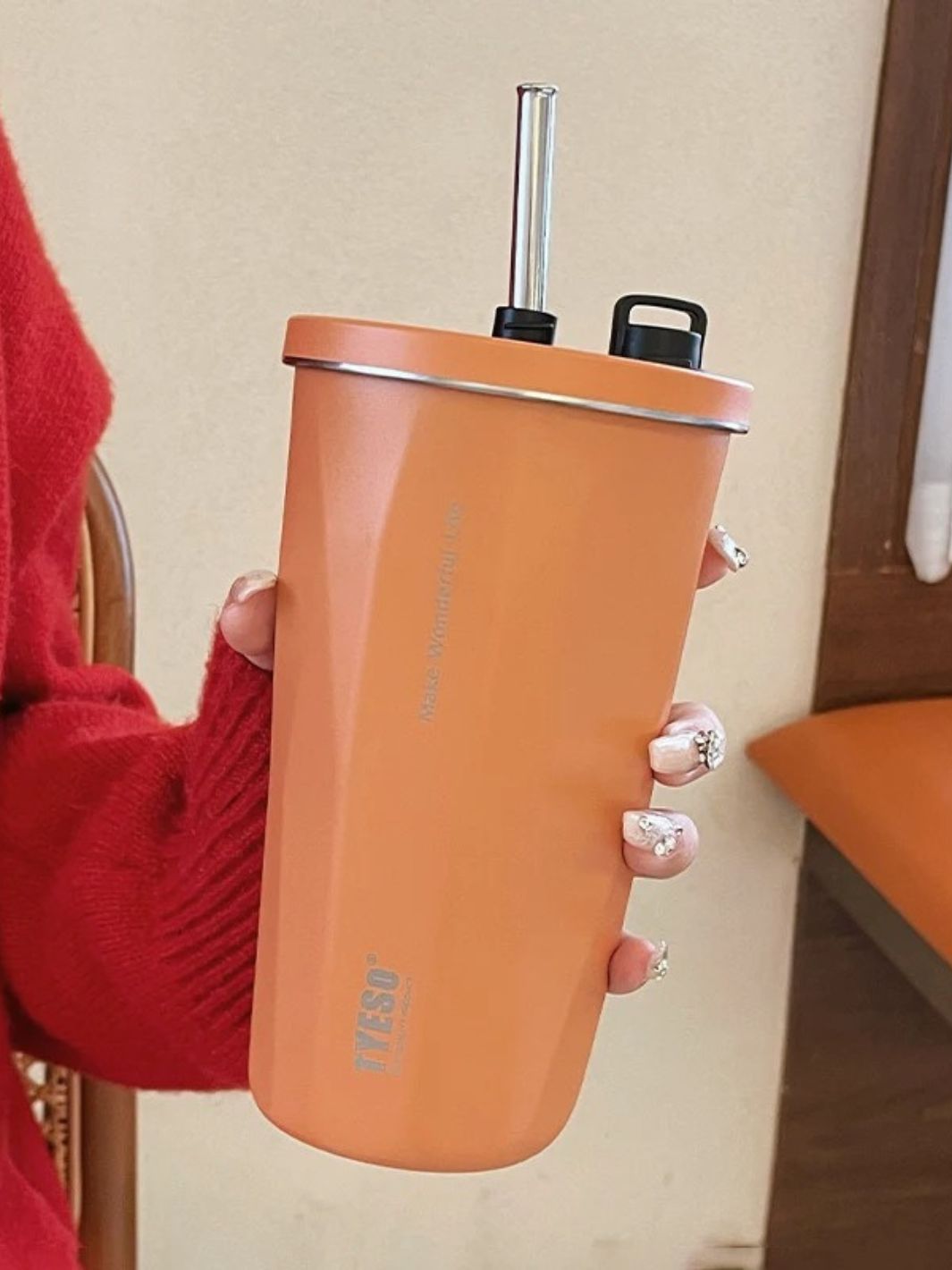 Gobelet Isotherme En Acier Inox 1,2L Avec Poignée – Garde Le Chaud 12h Et Le Froid 30h – Design Coccinelle Rouge