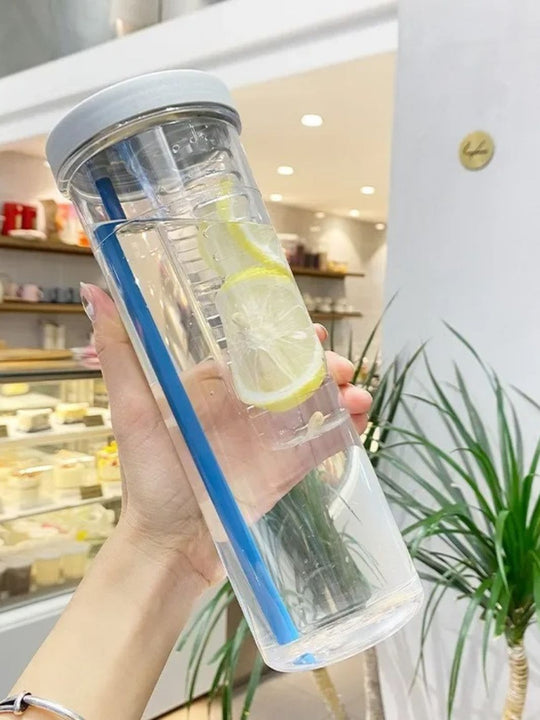 Gourde avec paille en plastique sans BPA de 700 ml avec infuseur