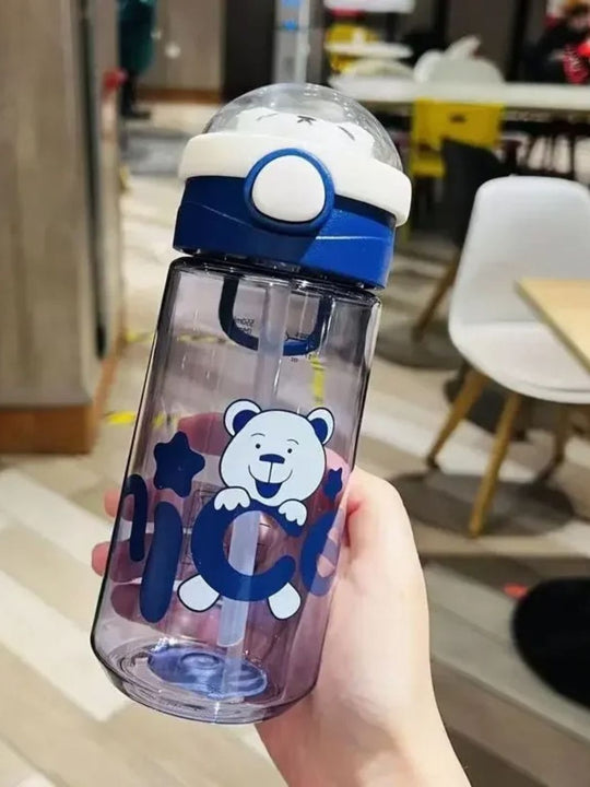 Gourde avec paille en plastique pour enfant Petit Ours