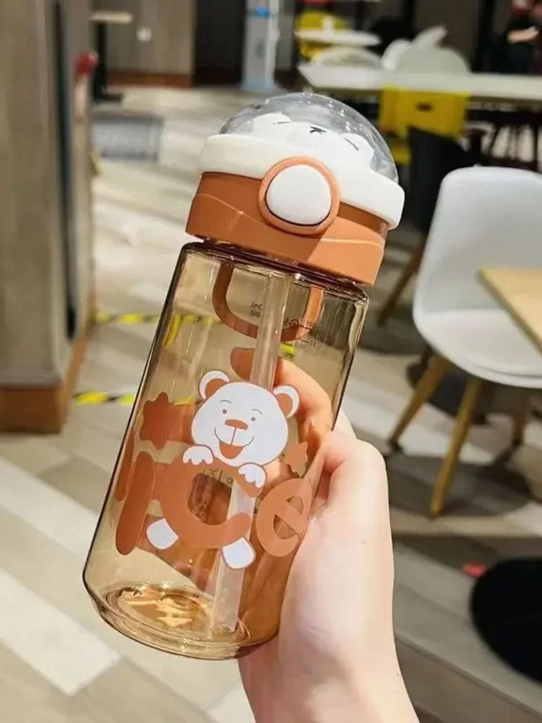 Gourde avec paille en plastique pour enfant Petit Ours