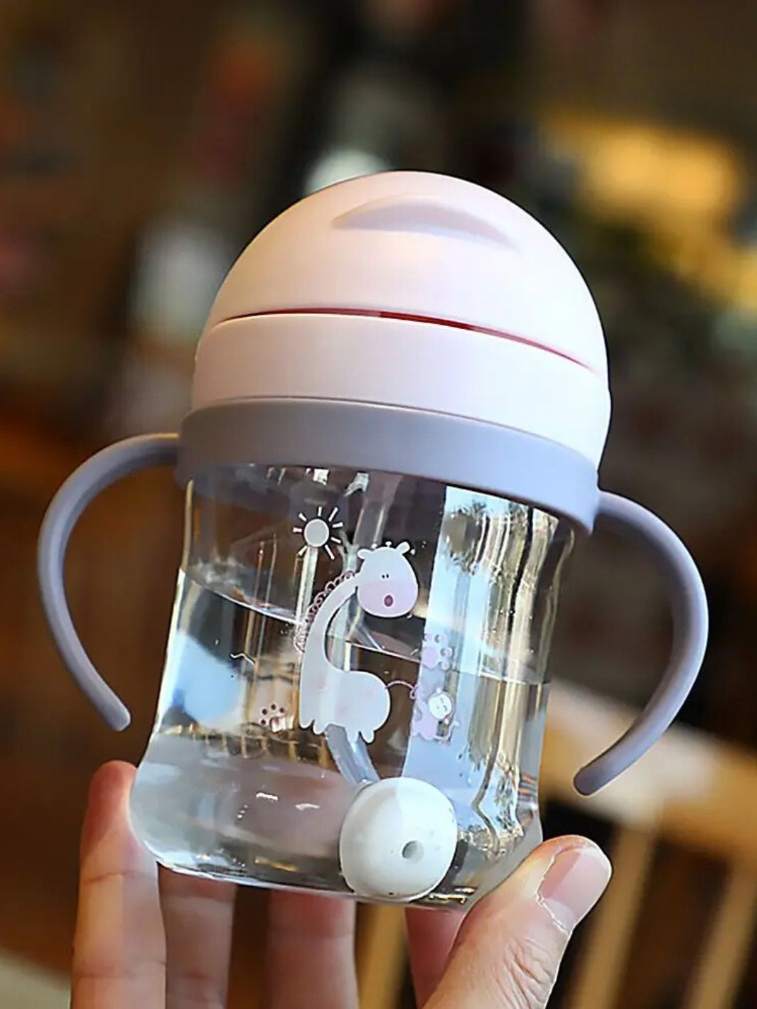 Gourde avec paille pour enfant de 250ml avec motif animaux