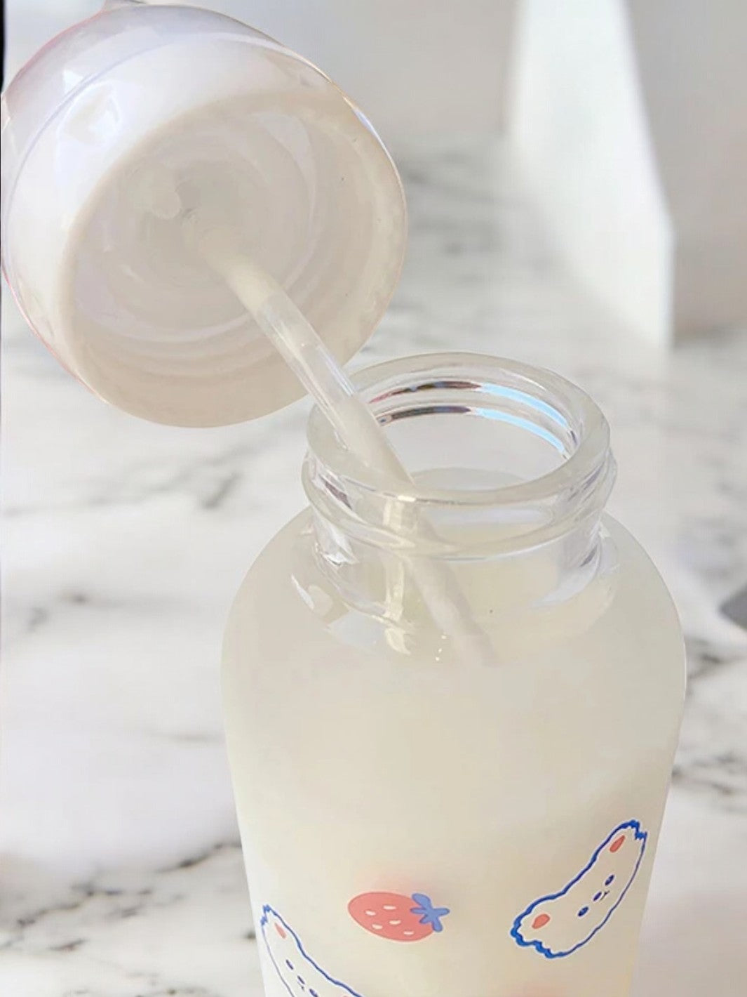 Gourde pour enfant en verre avec paille de 320ml