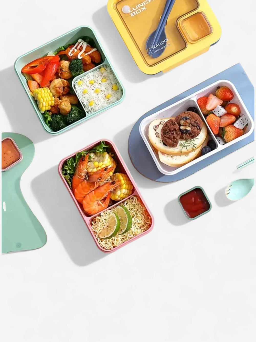 Lunch box bento rectangle avec couvert