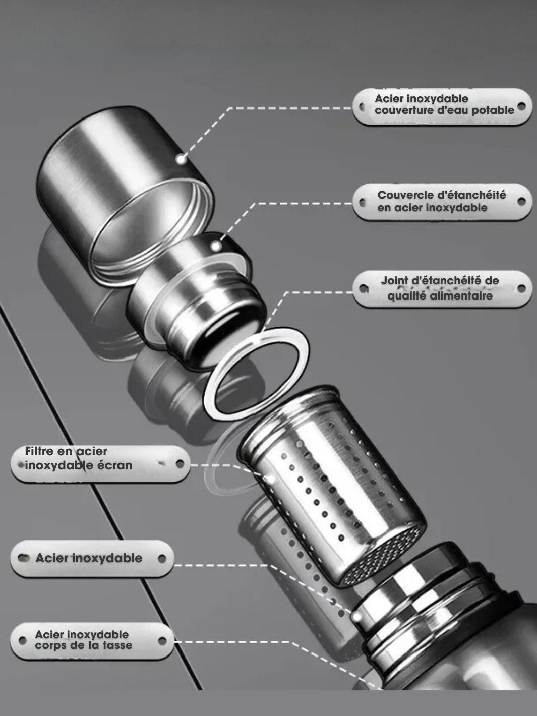 Thermos pour randonnée 2 litres en inox avec infuseur