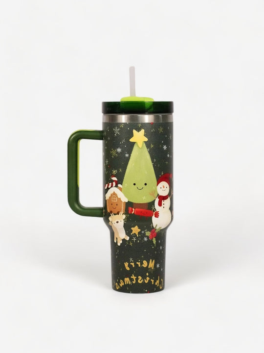 Gourde Isotherme avec paille - Édition Noël