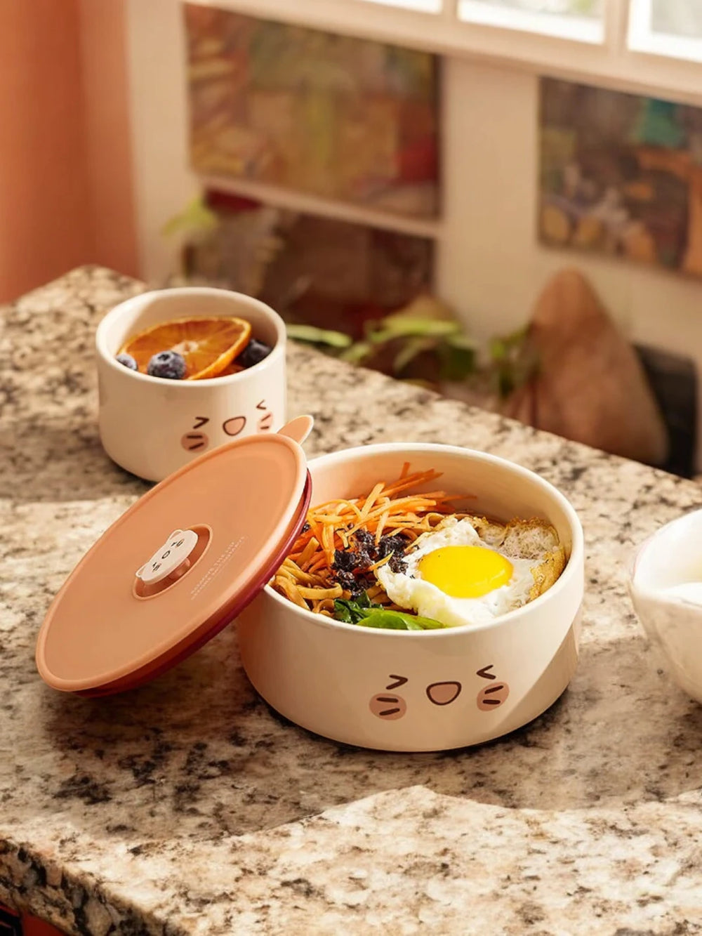 Bento rond en céramique pour enfant Chaton