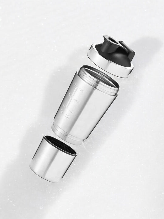 Gourde sport shaker en inox avec double compartiment