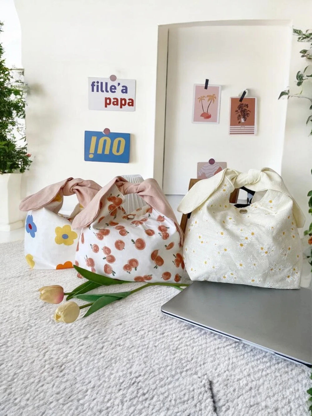 Sac à bento pour femme en toile